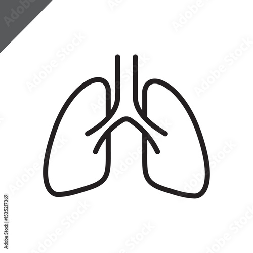 Lungs linear icon. Human body / Internal organ /  Respiration / Anatomy / Breath. Sign for presentations, scientific medical works, apps, projects, medicine.Editable stroke. Vector flat illustration. 