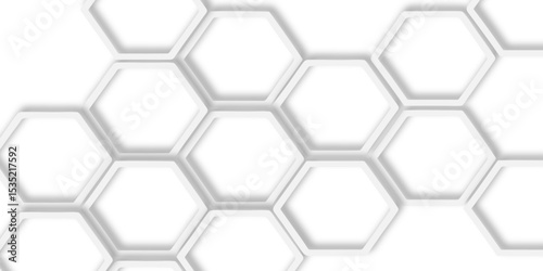 modern hexagons interlock pattern subtle shadows add depth to the design, creating a three dimensional effect on a bright white surface background.
