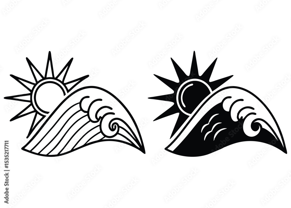 Obraz premium Abstract sun and surf wave summer pattern