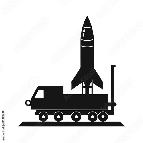Black Silhouette Missile Launch Vehicle Preparation Ground Platform vector