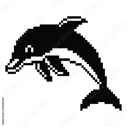 Dolphin Silhouette, dolphin vector silhouette icon, dolphin jumping isolated on white background