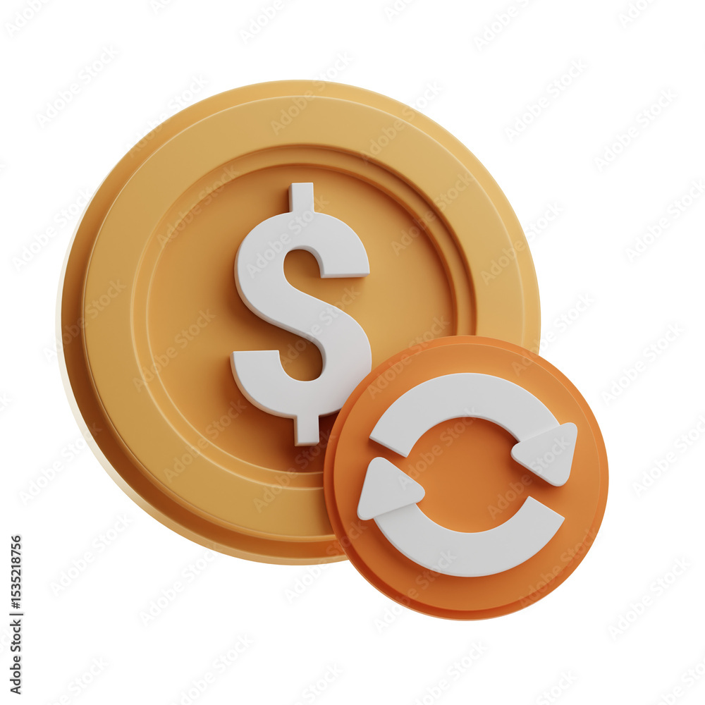 Obraz premium Financial Coin and Refresh Icon