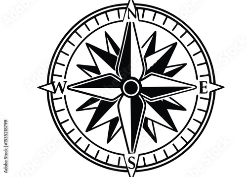 Stylized compass rose line art