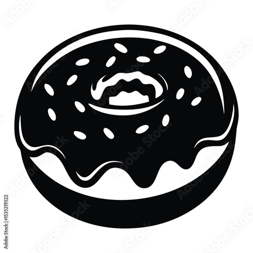 Doughnut Food Silhouette, donut isolated on white background, donuts icon, 