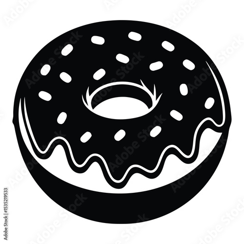 Doughnut Food Silhouette, donut isolated on white background, donuts icon, 