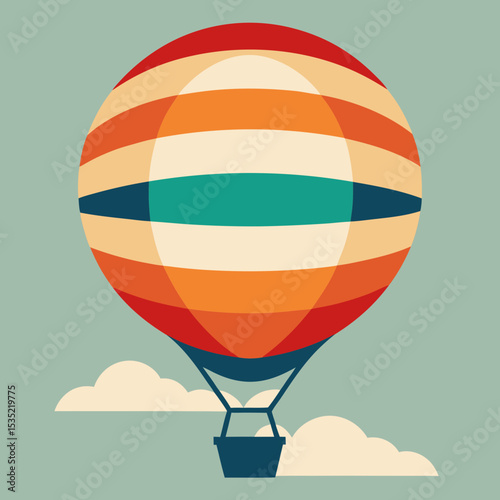 vector illustration  hot air balloon in the sky with layered retro
