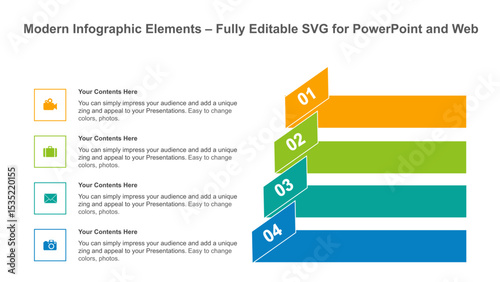 Modern Infographic Elements – Fully Editable SVG for PowerPoint, Web, Illustrator, and most vector-based applications. Ideal for presentations, infographics, and business slide designs.