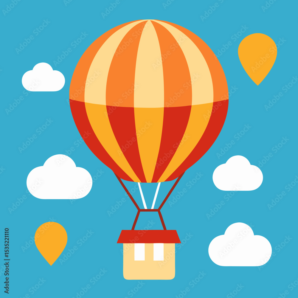 Obraz premium Colorful Balloons Floating Under Retro Sun Stripes