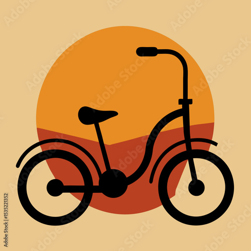 Tricycle Silhouette with Nostalgic Sunset Color Gradient