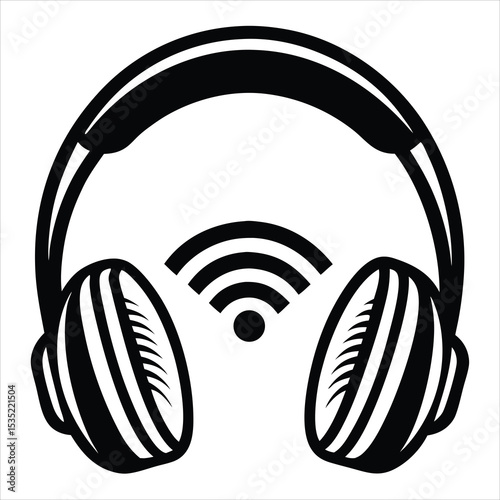 Headphone Silhouette, Headphone Vector, Music Accessory Graphic, Audio Device Outline, Sound Technology Icon, headphones isolated on white background