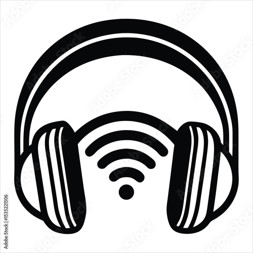 Headphone Silhouette, Headphone Vector, Music Accessory Graphic, Audio Device Outline, Sound Technology Icon, headphones isolated on white background