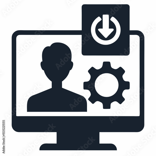 Computer system update vector silhouette illustration isolated on white background