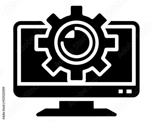 Computer system update icon vector silhouette illustration isolated on white background