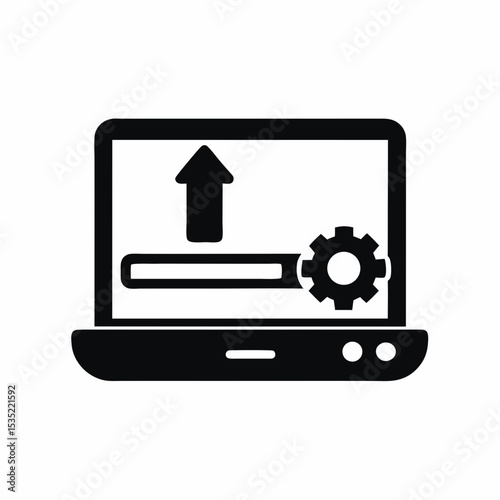 Computer system update icon vector silhouette illustration isolated on white background