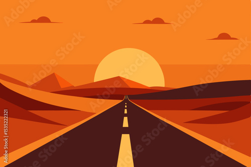 Desert Sunset Road Trip A Journey into the Orange Hues of the Horizon