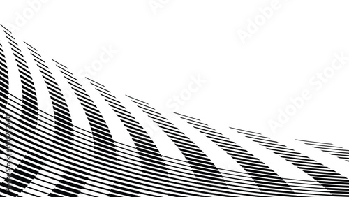 Vector abstract geometric seamless pattern with wave fading lines, tracks, halftone stripes. Extreme sport style illustration, urban art. Trendy monochrome graphic texture. Stylish sports pattern