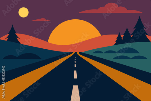 Sunset Road Trip A Journey into the Serene Landscape