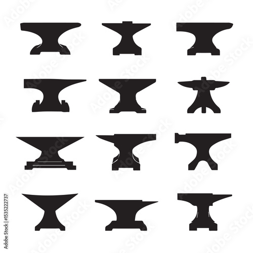 anvil silhouette set, Black & White silhouette set