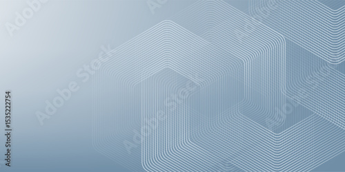 Digital futuristic technology concept with hexagons. Digital hexagonal blue abstract background. Geometric stripe line art design for poster, brochure, cover, banner, website, header.