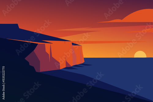 Sunset Cliffs Coastal Landscape Vibrant Ocean and Dramatic Cliffs at Dusk
