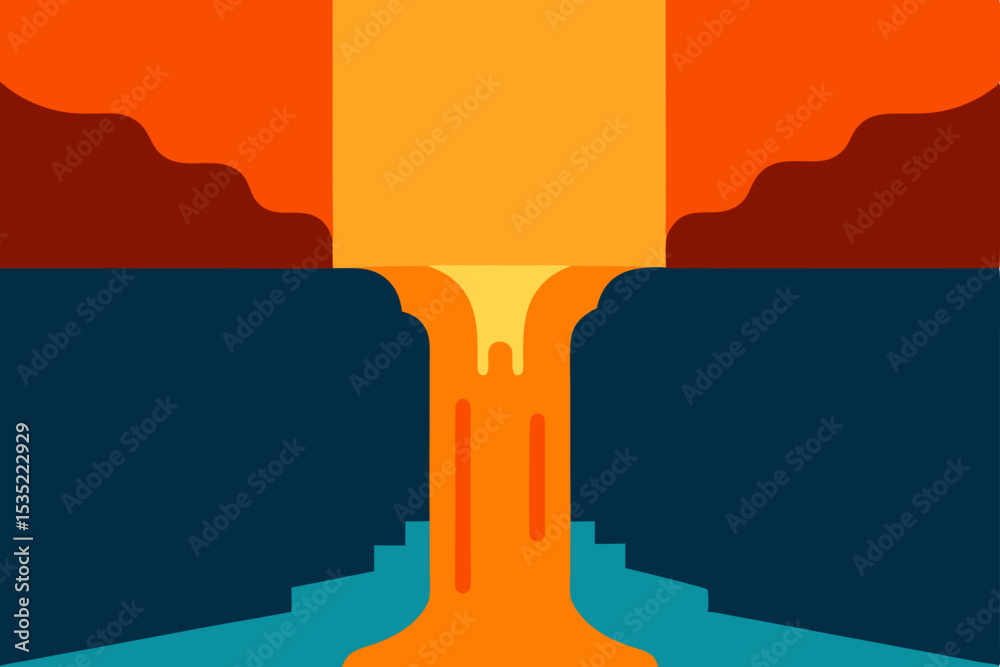 Abstract Lava Flow Molten Rock Cascade in Fiery Hues