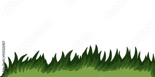 Green grass border vector. Hand drawn fresh spring grass blades graphic