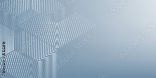Digital futuristic technology concept with hexagons. Digital hexagonal blue abstract background. Geometric stripe line art design for poster, brochure, cover, banner, website, header.