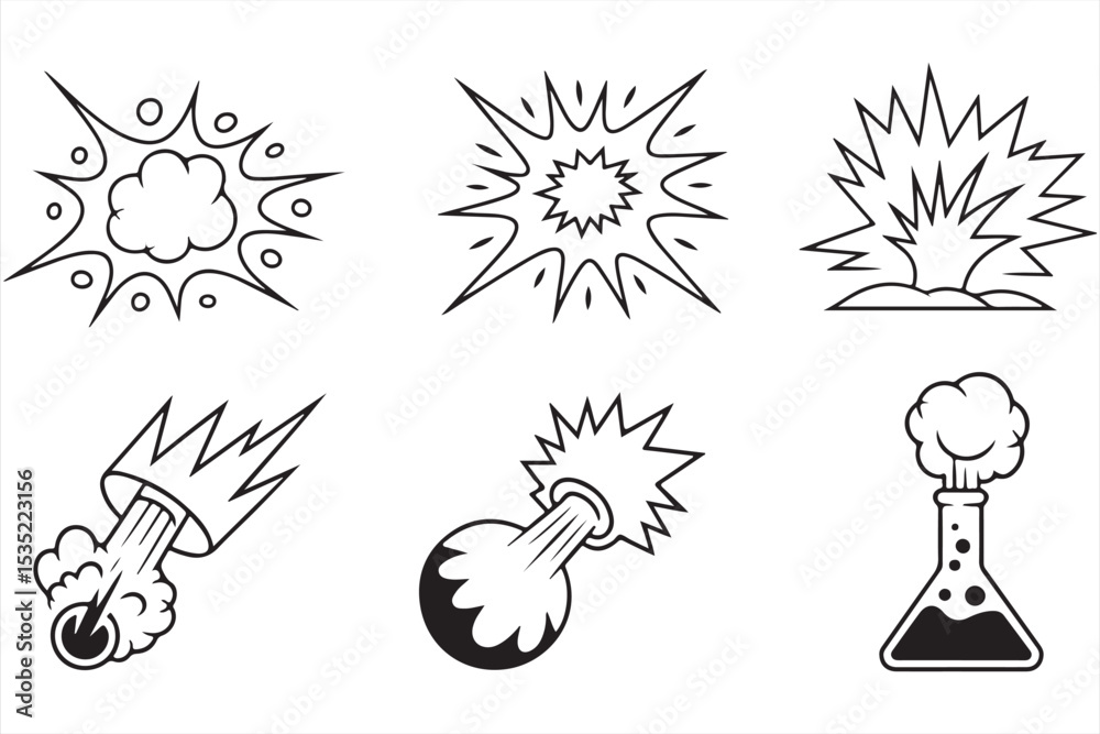 Fototapeta premium Clean Comic Explosion Graphics with Lab Flares and Dynamic Kaboom Outlines