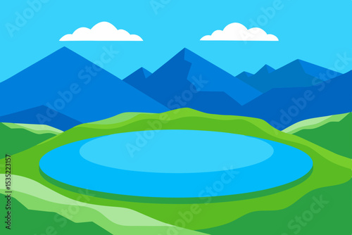Serene Mountain Lake A Picturesque Landscape Illustration
