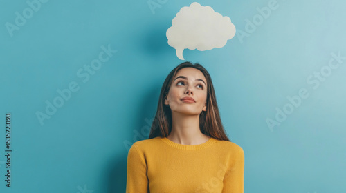 Woman with Thought Bubble on Vibrant Background