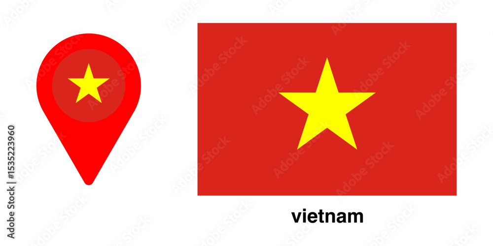Fototapeta premium vietnam flag and vietnam location icon with transparent background