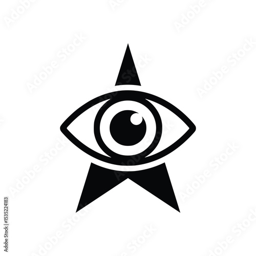 All-Seeing Eye with North Arrow Symbolic Vision and Direction Icon Design Vector