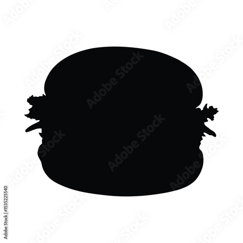 Simple black burger silhouette representing fast food and delicious american cuisine for designs