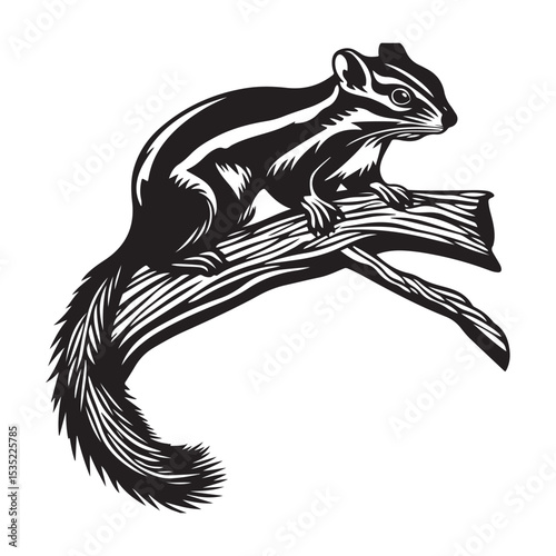 chipmunk silhouette line art vector illustration, Chipmunk illustration on white backgroundk