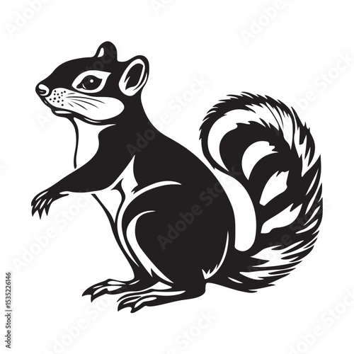 chipmunk silhouette line art vector illustration, Chipmunk illustration on white backgroundk