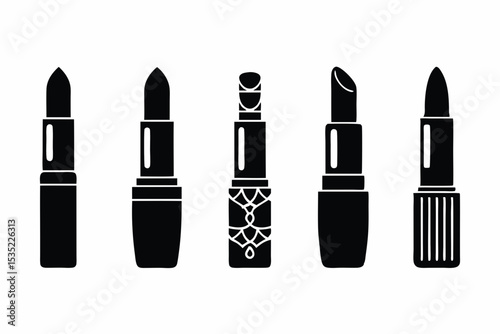 set of Lipstick icon vector silhouette illustration isolated on white background