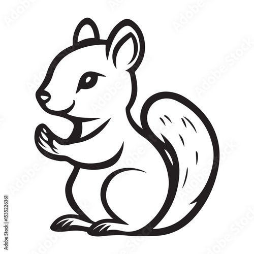 chipmunk silhouette line art vector illustration, Chipmunk illustration on white backgroundk