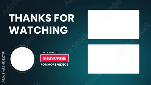 YouTube End Screen Video Template Dark Gradient Theme. 4k Resolution