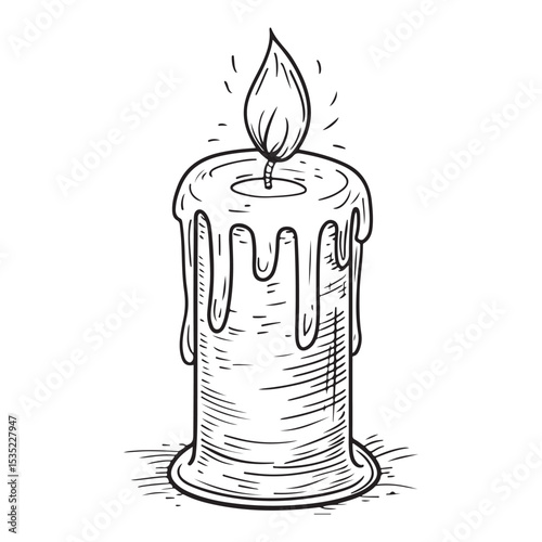 dripping candle silhouette, dripping candle vector illustration, Candle silhouette with dripping wax on a white background
