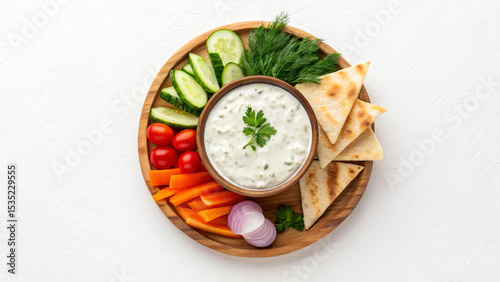 Wallpaper Mural Traditional Greek zadziki. Sauce with vegetables and pita bread. Torontodigital.ca