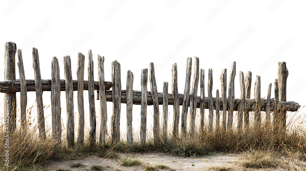 Obraz premium Rustic wooden fence in a natural landscape