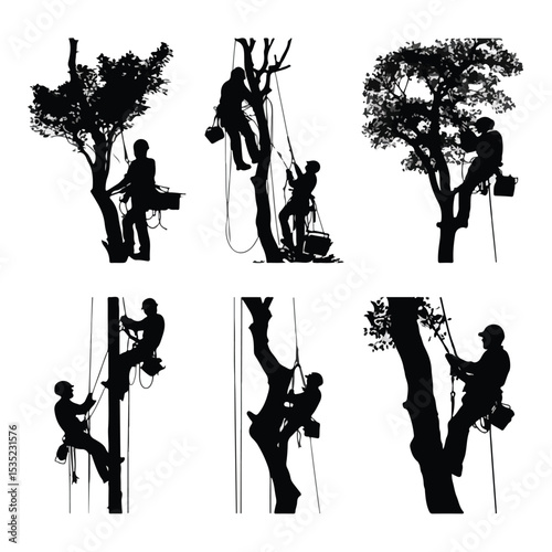 arborist silhouette set, Black & White silhouette set 