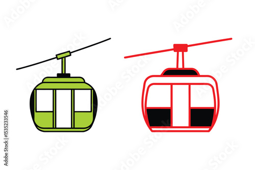 Cable Car Icons Silhouette Vector Illustration for Transport and Travel Concepts
