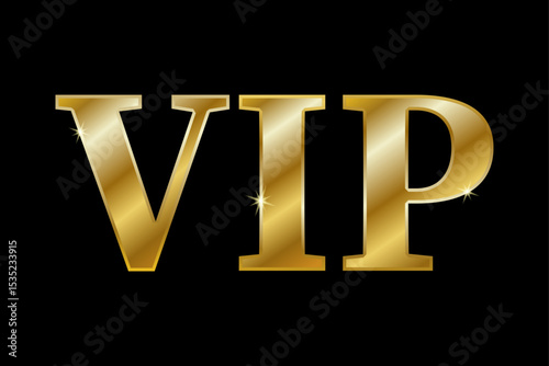 Vip. Golden text with a crown in a gold frame isolated on a red and black gradient background. A gold badge. A particularly important person. A badge of privilege, casino, membership, and exclusivity.