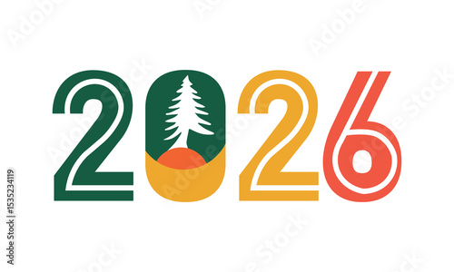 2026 year number text with nature and tree graphic