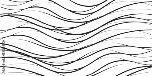 Black and white wave pattern. Black and white water waves. Seamless water pattern wavy lines. illustration
