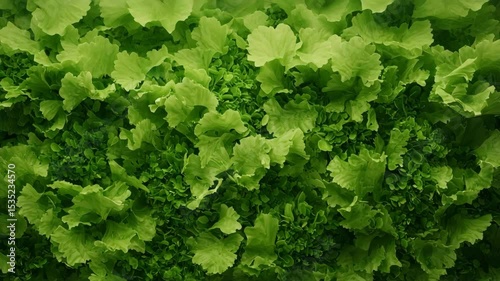 nature conservation concept. Fresh green lettuce leaves densely packed, creating a vibrant and lush vegetable texture.