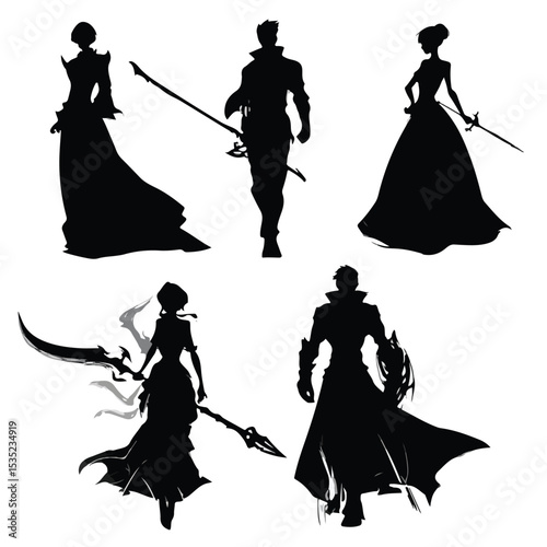 arcane silhouette set, Black & White silhouette set