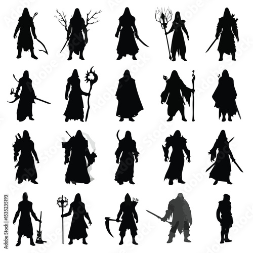arcane silhouette set, Black & White silhouette set