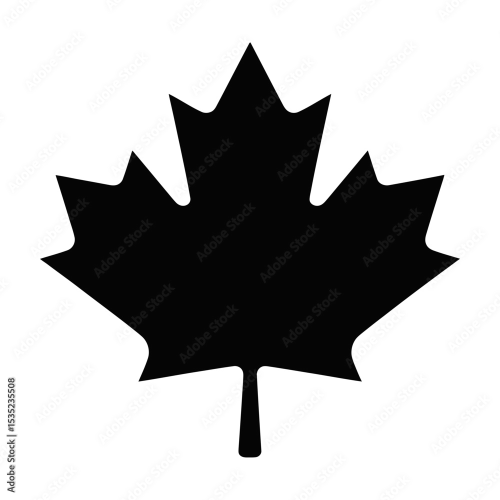 Simple black silhouette of a canadian maple leaf Simple black silhouette of a canadian maple leaf